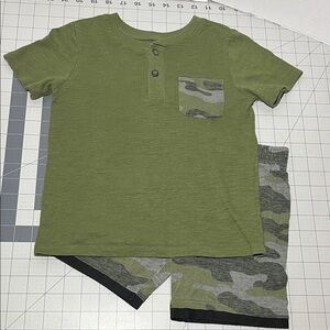 Garanimals Olive Green Tee and Camo Shorts Set